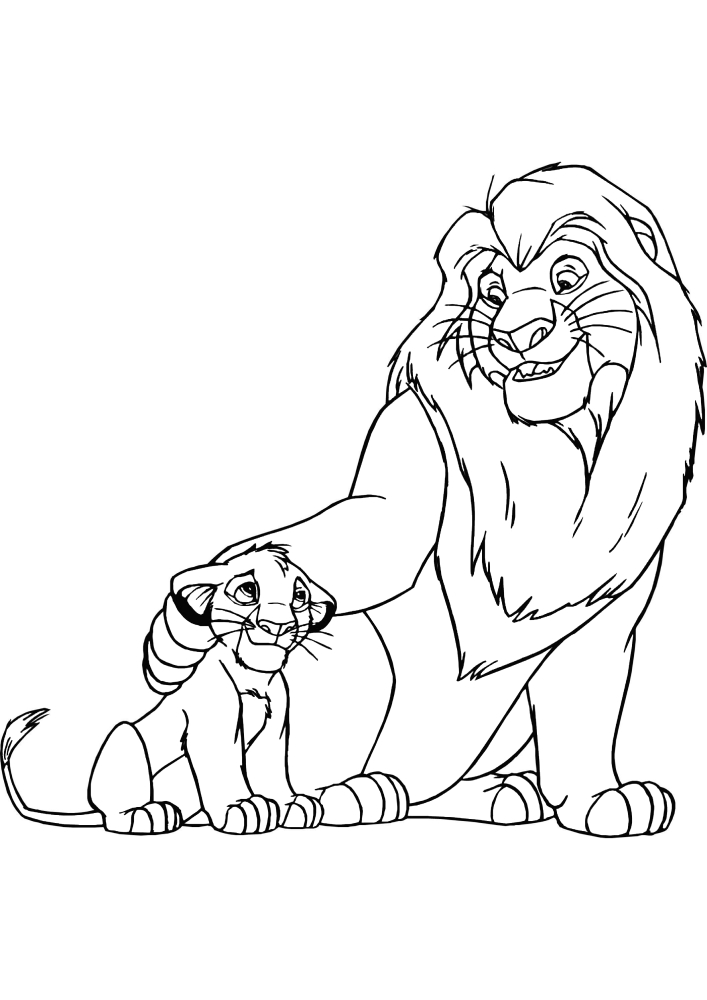 Simba and Nala sit